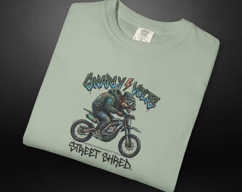 Gnarly Volts E-Dirt Bike T-Shirt, Electric Dirt Bike Shirt | E-Moto Graphic Tee | Electric Motorcycle Apparel | Ebike Rider Gift for Him
