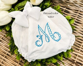 Monogrammed Baby Bloomers: Embroidered Diaper Cover, Soft Batiste Fabric