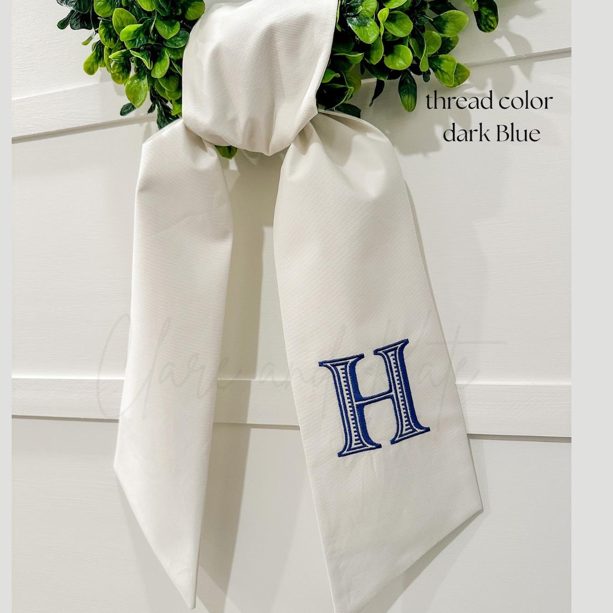 Monogram Wreath Sash, Wreath Sash for Front Door, Embroidered Front Door Bow, Initial Door Sash, Monogram Wreath Ribbon,wreath Scarf - Etsy