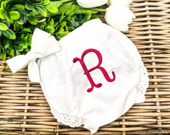 Monogramed Baby Bloomers, Baby Girl Diaper Cover, Personalized Diaper Cover, Embroidered Baby Bloomers