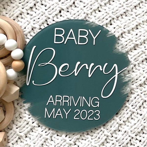 Acrylic Pregnancy Announcement, Pregnancy Announcement, Baby Arriving, Baby Announcement, Personalized Pregnancy Announcement Disc