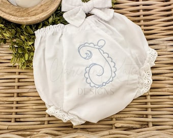 Monogramed Baby Bloomers, Baby Girl Diaper Cover, Personalized Diaper Cover, Embroidered Baby Bloomers