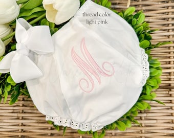 Monogramed Baby Bloomers, Baby Girl Diaper Cover, Personalized Diaper Cover, Embroidered Baby Bloomers