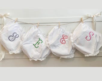 Monogramed Baby Bloomers, Baby Girl Diaper Cover, Personalized Diaper Cover, Embroidered Baby Bloomers
