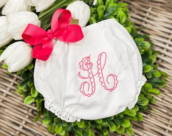Monogramed Baby Bloomers, Baby Girl Diaper Cover, Personalized Diaper Cover, Embroidered Baby Bloomers