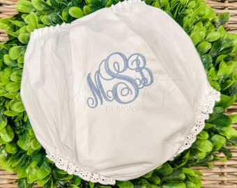 Monogramed Baby Bloomers, Baby Girl Diaper Cover, Personalized Diaper Cover, Embroidered Baby Bloomers