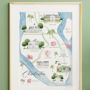 Charleston South Carolina Karte Druck, illustrierte Stadt Karte, Charleston Aquarell Karte Kunstdruck, Aquarell Malerei, Charleston Karte Kunst