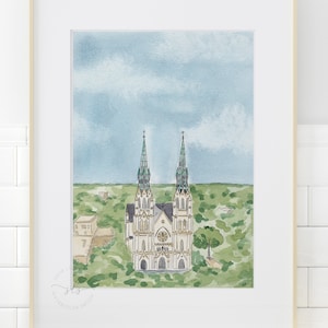 Savannah cathedral watercolor art print, St John the Baptist painting, wedding venue keepsake, historic church illustration, travel gift