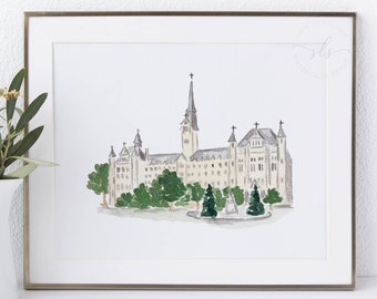 Georgetown University art print, Healy Hall painting, watercolor Washington DC print, graduation gift, college keepsake, going away gift