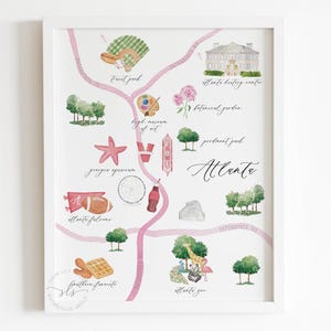 Atlanta Georgia illustrierte Karte Druck, Atlanta Aquarell Karte Kunst, Atlanta Stadtkunst, DRUCKBARE Kunst, Einweihungsgeschenk, Hochzeitsgeschenk