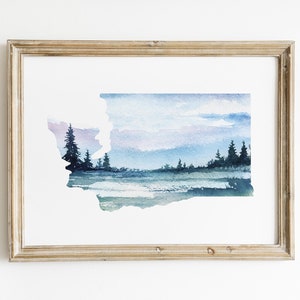 Watercolor Washington State Art Print Printable Washington | Etsy