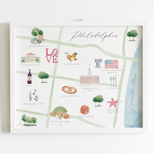Philadelphia Philadelphia Karte Druck, Philadelphia Aquarell Karte Kunst, illustrierte Stadtkarte, Aquarell Malerei, Philly Karte Kunst, DRUCKBAR