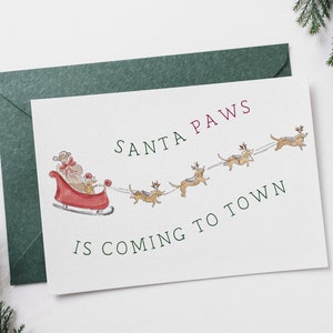 Christmas dog Santa paws holiday card, cute Christmas card, printable Christmas card, printable holiday cards, greeting card PRINTABLE imagem 4