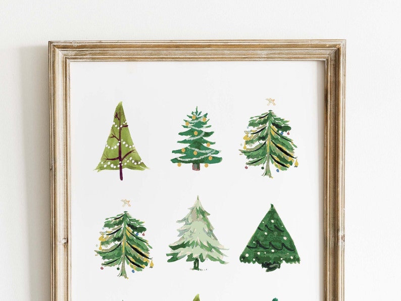 Christmas Tree Art Print Printable Holiday Decor Watercolor Etsy