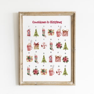 Christmas Advent Calendar, Printable Red and Green Christmas Countdown ...