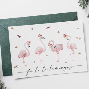 Christmas flamingo holiday card, funny printable Christmas card, printable holiday card, cute Christmas pun card, printable greeting card image 5