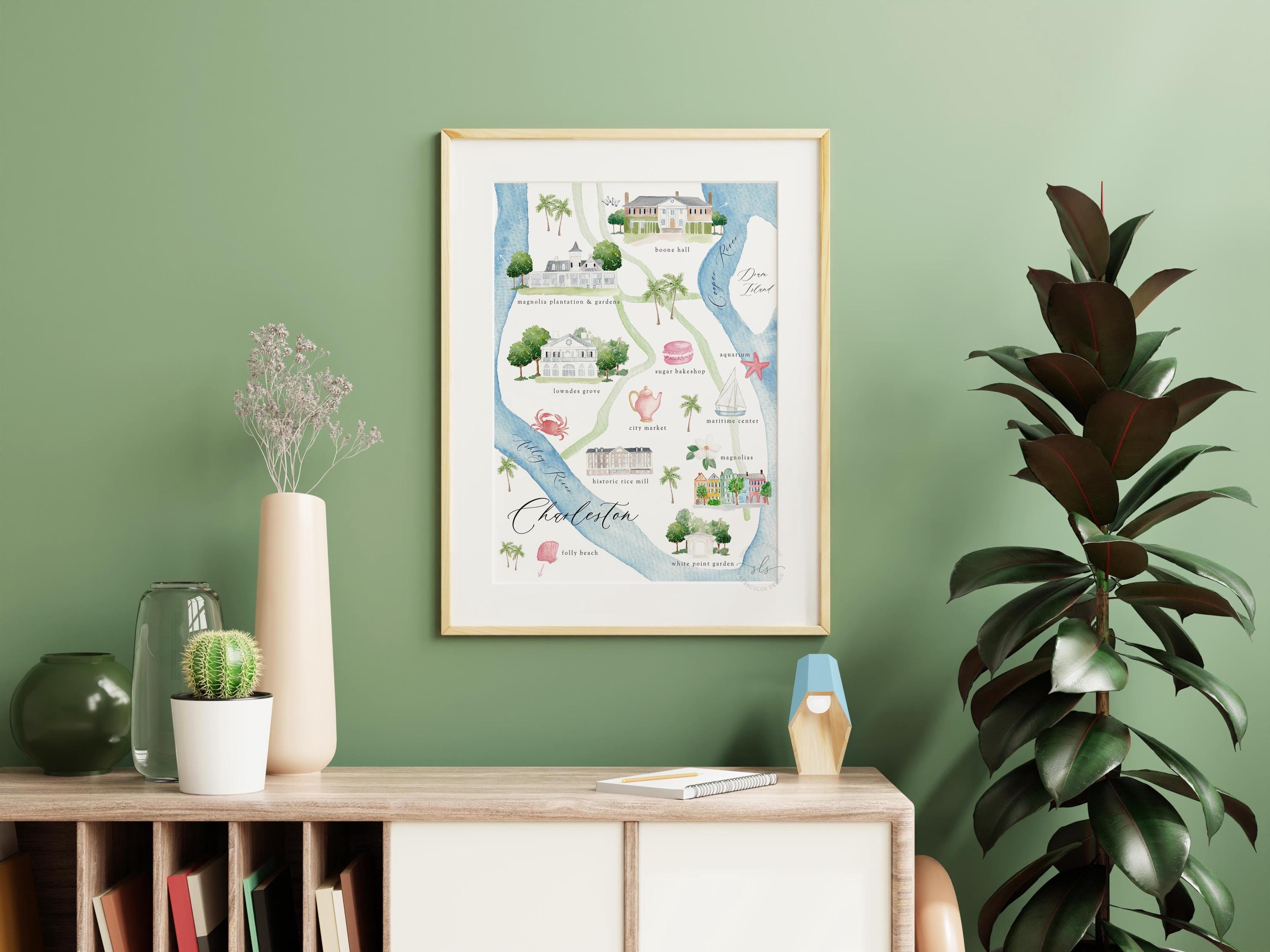 Watercolor Charleston Map Art Print: Illustrated City Map - Etsy
