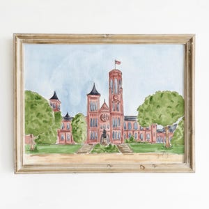 Smithsonian Castle Watercolor Art Print: Washington DC Painting