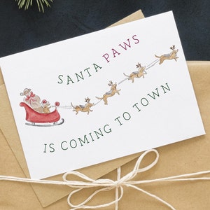 Christmas dog Santa paws holiday card, cute Christmas card, printable Christmas card, printable holiday cards, greeting card PRINTABLE imagem 6