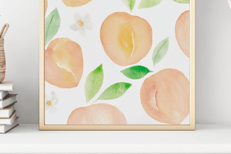 Summer Peach Print Kitchen Decor Printable Wall Art Etsy