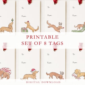 Dachshund Printable Christmas Gift Tags (Digital Download)