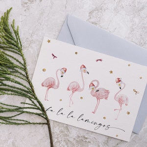 Christmas flamingo holiday card, funny printable Christmas card, printable holiday card, cute Christmas pun card, printable greeting card image 4
