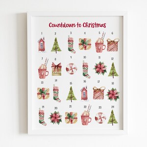 Christmas Advent Calendar, Printable Red and Green Christmas Countdown ...