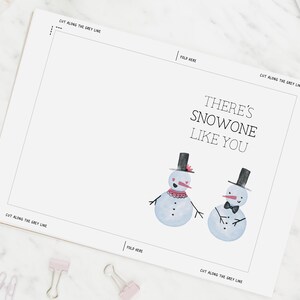 Snowman Christmas Card Printable, Printable Holiday Card for Her, Card ...