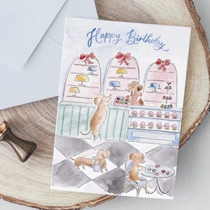 Niedliche Geburtstagskarte Hund, Geburtstagskarte für Hundeliebhaber, Geburtstagskarte Dackel, Geburtstagskarte Aquarell, Dackel, PRINTABLE Karte