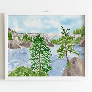 Peinture à l'aquarelle Deception Pass, impression d'art mural Washington imprimable, art de paysage du nord-ouest du Pacifique, décoration d'intérieur côtière de Seattle