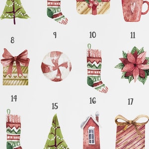 Christmas Advent Calendar, Printable Red and Green Christmas Countdown ...