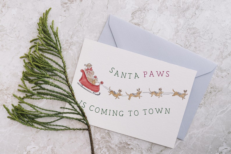 Christmas dog Santa paws holiday card, cute Christmas card, printable Christmas card, printable holiday cards, greeting card PRINTABLE imagem 8