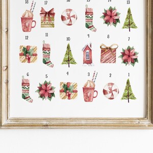 Christmas Advent Calendar, Printable Red and Green Christmas Countdown ...