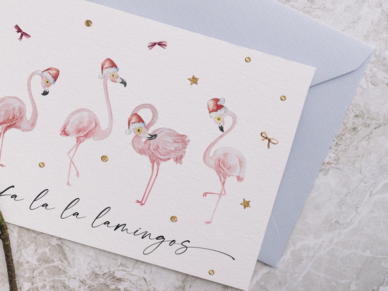 Christmas flamingo holiday card, funny printable Christmas card, printable holiday card, cute Christmas pun card, printable greeting card image 8