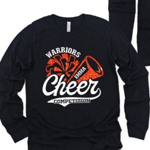 Cheer Competition  Shirt,Glitter Cheer Long Sleeve, Rear Name and BowLong Sleeve,Cheer Tee,Cheer Shirt,Cheer Mom Gift,Custom Cheer Shirt