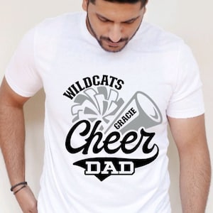 Cheer Dad Shirt,Cheer Dad Shirt,Cheer Dad Tee,Cheer Dad Shirt,Cheer Mom Gift,Custom Cheer Shirt,Custom Name,Choose your color