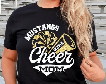 Cheer Mom Shirt,Glitter Cheer Mom Shirt,Cheer Mom Tee,Cheer Mom Shirt,Cheer Mom Gift,Custom Cheer Shirt,Custom Name,Choose your color