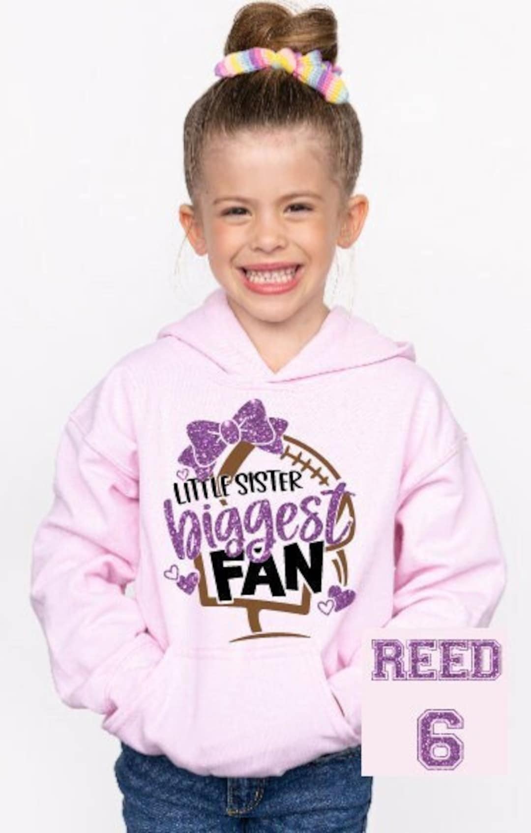 Glitter Football Hoodie,little Sister Biggest Fan,football Sister