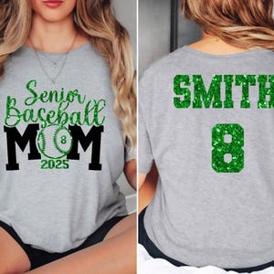 Senior Baseball Mom Shirt 2025,Custom Baseball Mom Shirt, Personalized Baseball Mom Shirt,Glitter Baseball Mom Shirt, Baseball Mom Tee,