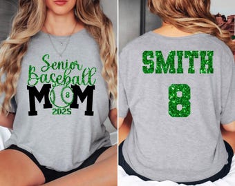 Senior Baseball Mom Shirt 2025,Custom Baseball Mom Shirt, Personalized Baseball Mom Shirt,Glitter Baseball Mom Shirt, Baseball Mom Tee,