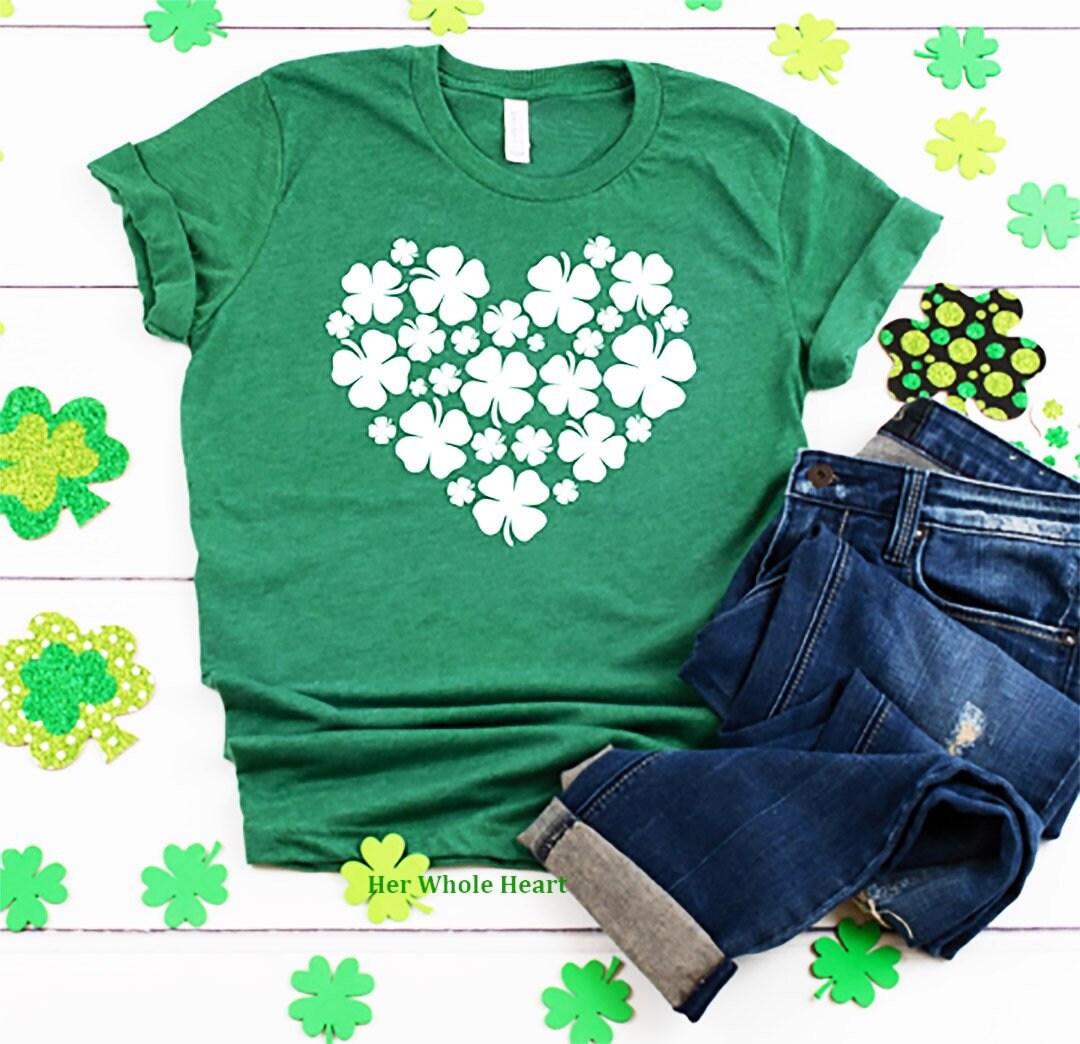 Shamrock Heart Shirt, St. Patrick's Day Shirt, St. Paddy's Day Shirt ...