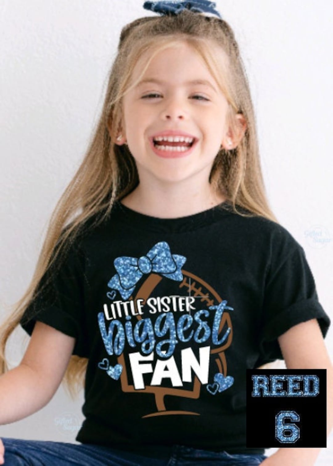 Glitter Football Shirtlittle Sister Biggest Fanfootball Etsy