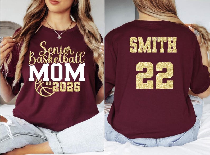 Senior Basketball Mom 2026 Shirt, Class of 2026,Glitter Senior Basketball Mom Shirt,Basketball Mom Tee,Basketball Shirt,Basketball Mom Gift image 2