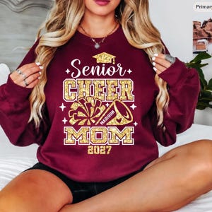 Senior Cheer Mom 2027 Sweatshirt, Real Glitter,Senior Cheer Mom Sweatshirt,Glitter Cheer Mom Sweatshirt,Cheer Mom Sweatshirt,2027 Cheer Mom image 1