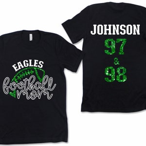 Football Mom Shirt,Two Players,Two NumbersGlitter Football Mom Shirt,Football Mom Tee,Football Mom Shirt,Football Mom Gift,Custom Shirt,