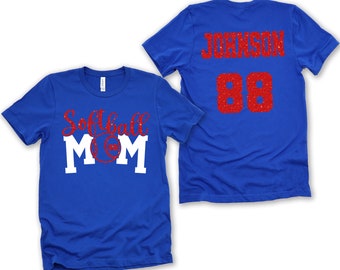 Softball Mom Shirt,Custom Softball Mom Shirt, Personalized Softball Mom Shirt,Glitter Softball Mom Shirt, Softball Mom Tee,