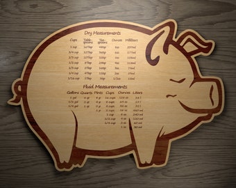 Kitchen Conversion Chart Pig Digital Files for CNC, Lazer Cutter, Wooden Wall Art