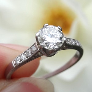 Transitional Old Cut Diamond Solitaire Engagement Ring in Platinum, appraisal included!