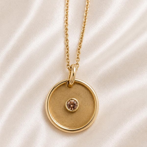 Argyle rosa champagnefärgade diamanthänge, 9 karat, 9 karat, gult guld, fullt stämplat 375, stapelhalsband.