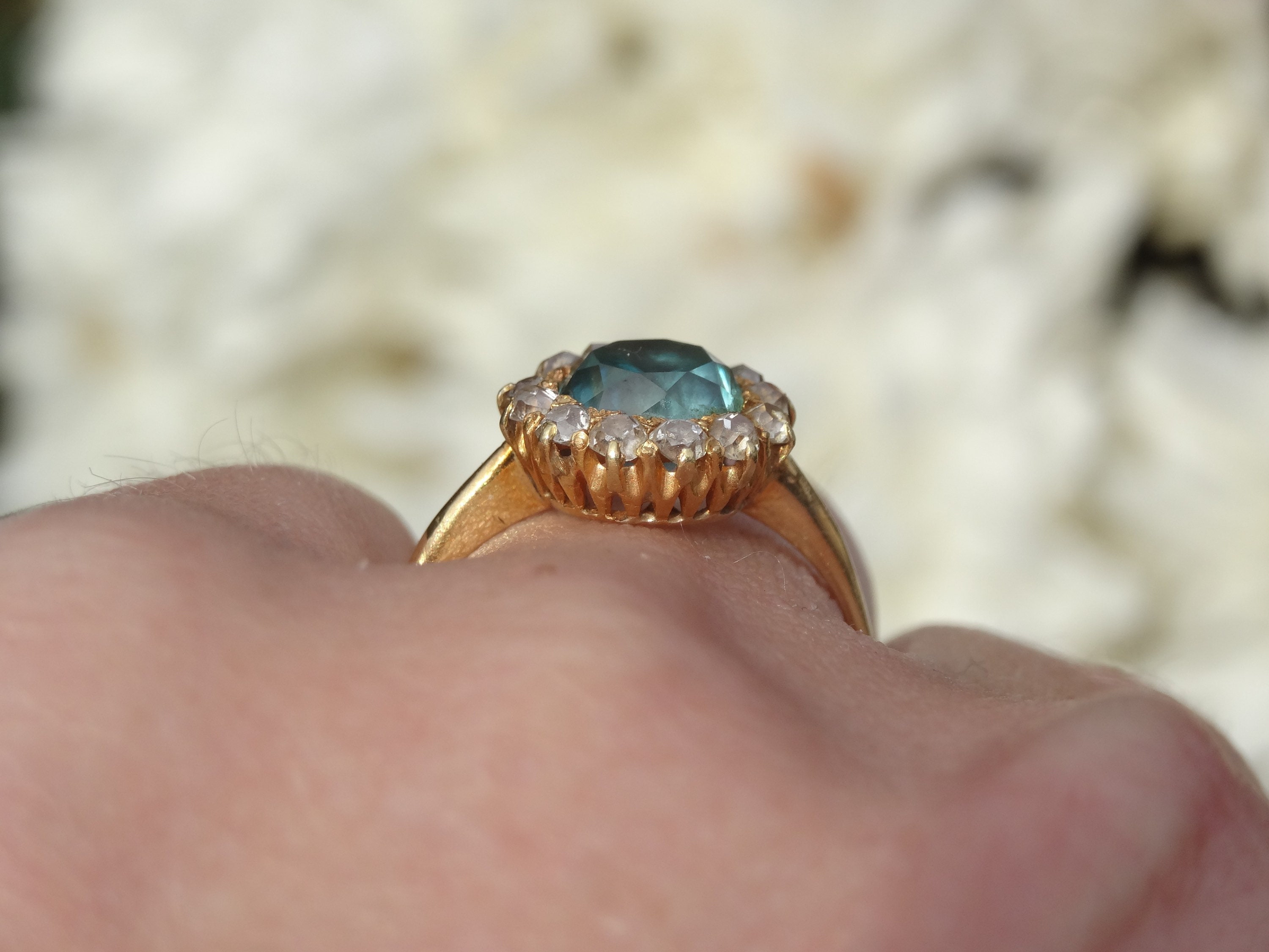 Antique, Estate & Consignment 18 Karat Yellow Gold and Blue Zircon Ring  200-1474 - Hurdle's Jewelry